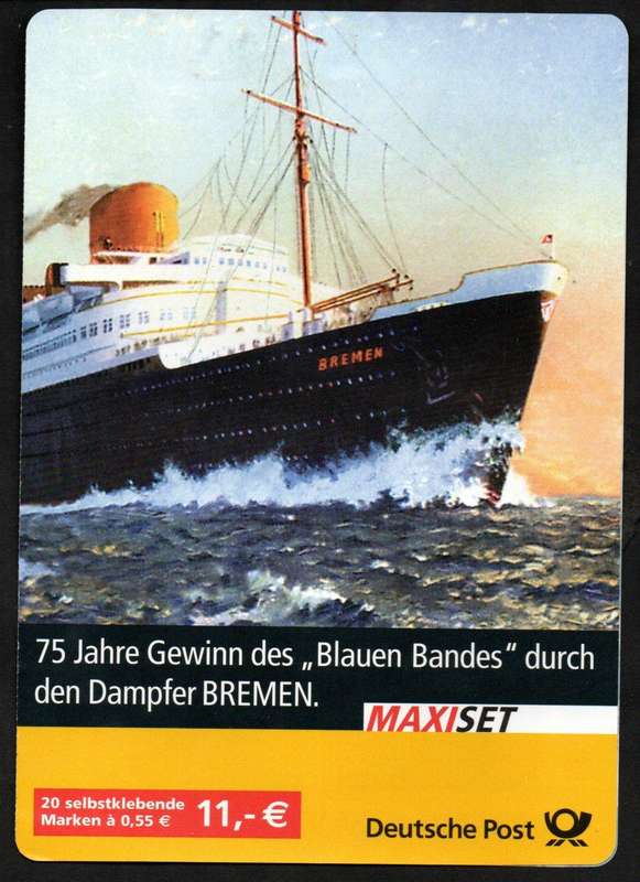 Germany 2004 75th anni of the Steamer "Bremen" winning the Blue Ribbon mint self-ad booklet of (x20)