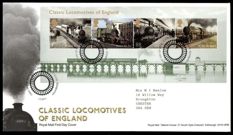 GB 2011 classic locomotives first day cover (Tallents House) - nice fdc.