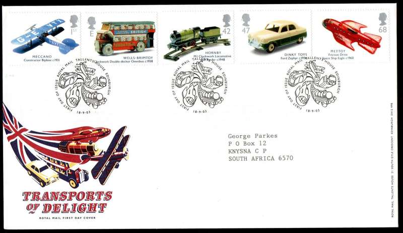 GB 2003 Classic transport toys (x2) first day covers (Tallents House). CV GBP 12.5