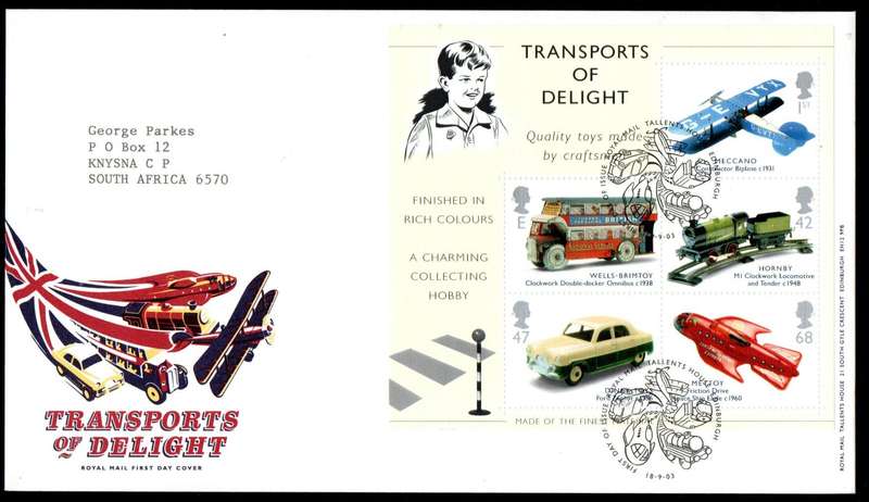 GB 2003 Classic transport toys (x2) first day covers (Tallents House). CV GBP 12.5