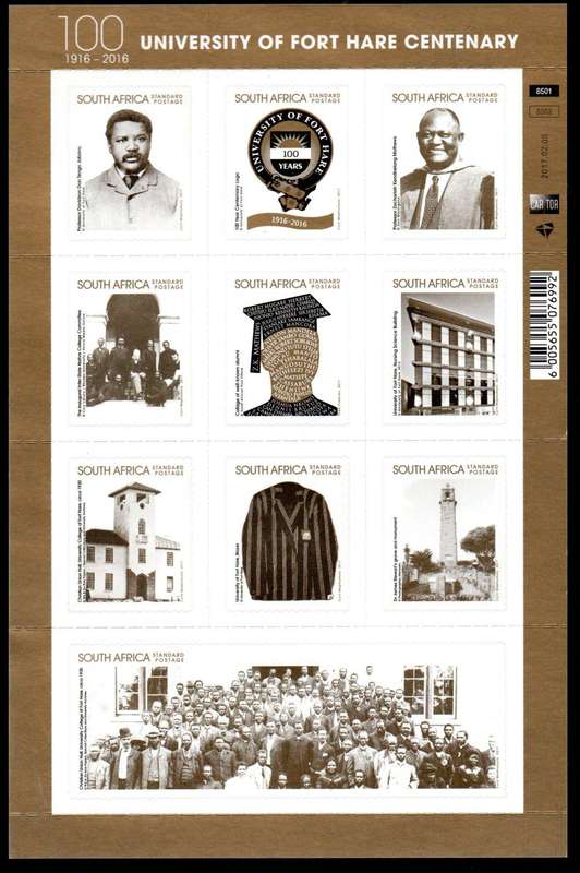 RSA 2017 centenary Fort Hair self-adhesive sheetlet of (X10) - SACC2299.