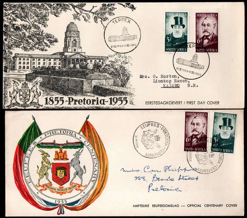 Union 1955 centenary of Pretoria (Teppex) selection of (x19) fdcs etc - condition as per scans.