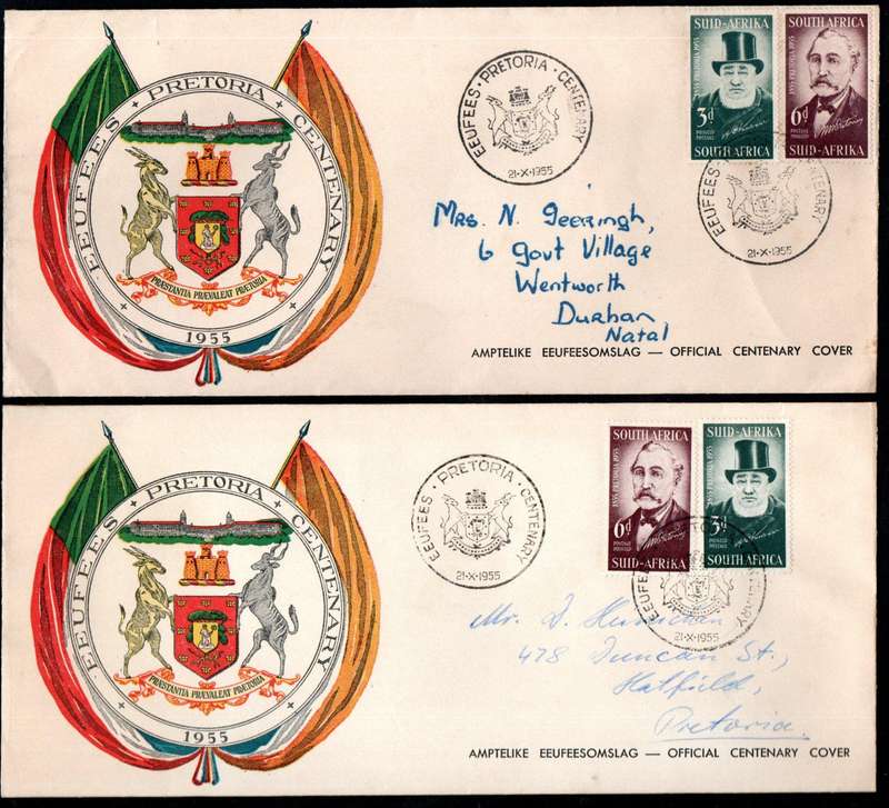 Union 1955 centenary of Pretoria (Teppex) selection of (x19) fdcs etc - condition as per scans.