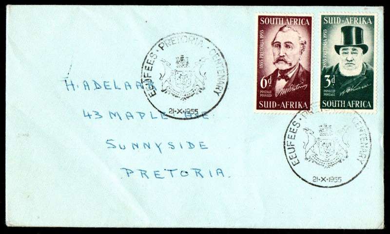 Union 1955 centenary of Pretoria (Teppex) selection of (x19) fdcs etc - condition as per scans.
