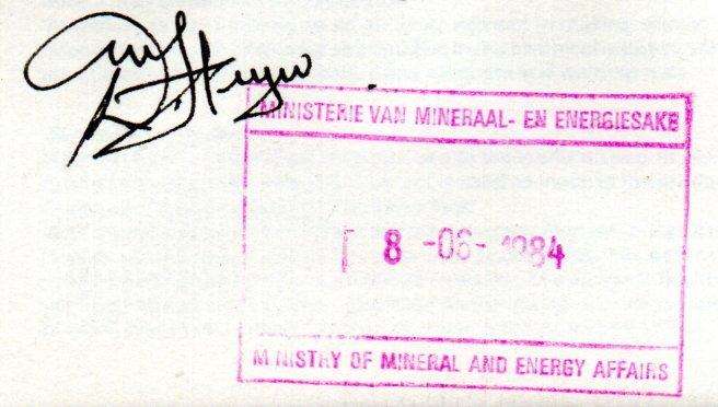 RSA 1984 Strategic minerals FDC no 4.6 signed/rubber stamped 'Daniel Steyn - Minister of Minerals'