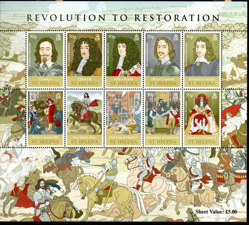 St Helena 2010 350th ann of the restoration of King Charles II umm sheet of (x10)  SG1114-23  CV G