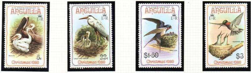 Anguilla 1980 birds umm set of (x4) singles - SG416-9 - lovely thematic set.