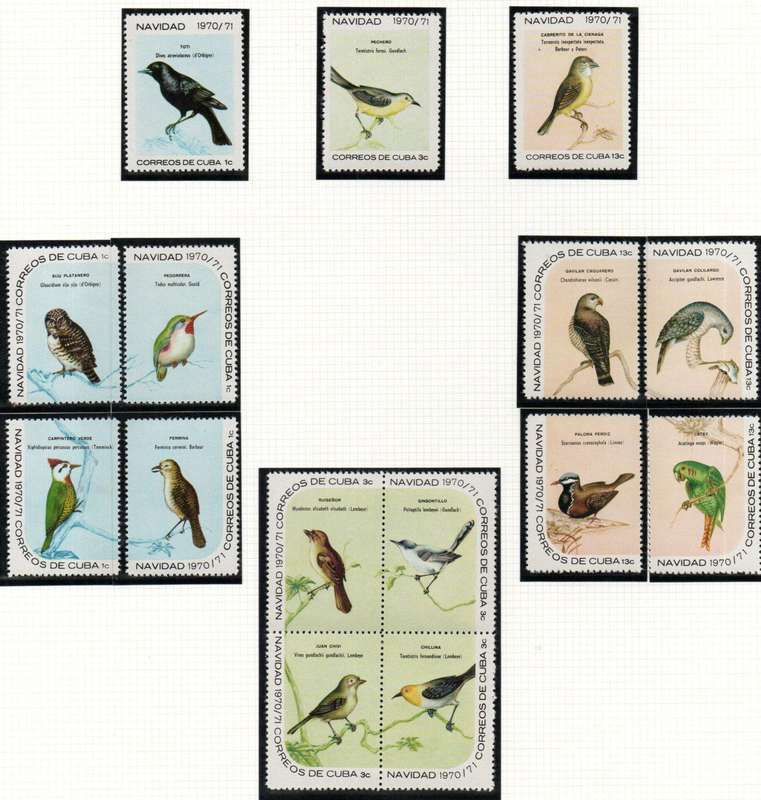 Cuba 1970 birds issues sets in singles/blk umm - SG1810/1815d - CV GBP 25+.