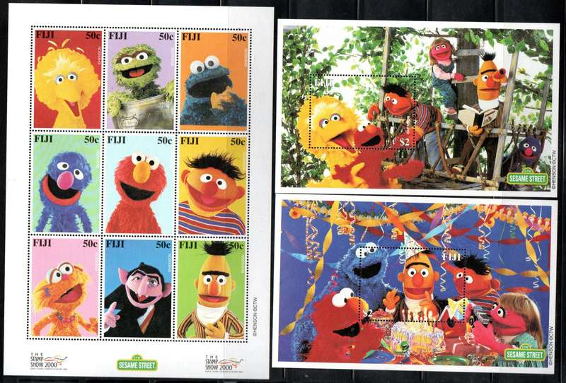 Fiji 2000 sesame street umm setenant sheet of (x9) + (x2) msheets - SG1083/MS1092  CV GBP 10+.