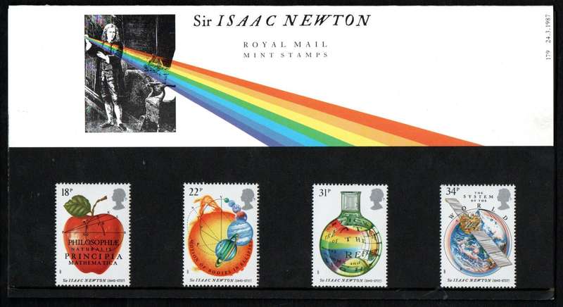 Gb 1987 300th anniv of the Principia Mathematica by Sir Isaac Newton mint presentation pack no 179.
