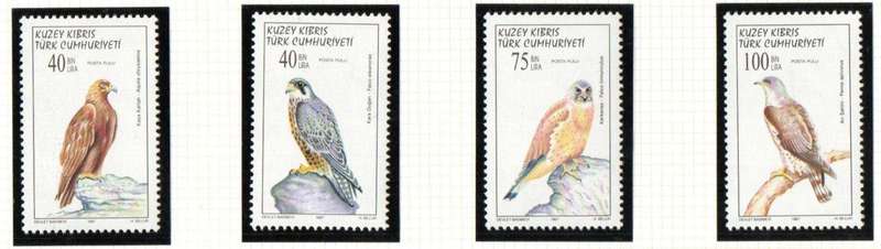 Turkish Cypriot Posts 1997 birds of prey umm set of (x4) SG447/50 - CV GBP 8+