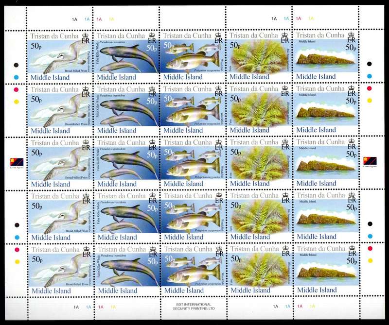 Tristan da Cunha 2006 islands (5th issue) Middle Island setenant sheet of (x25) SG855-9 - CV GBP 43+