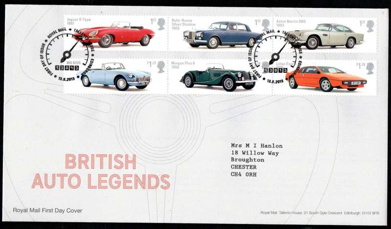GB 2013 British auto legends (x2) first day covers (Tallent's House).