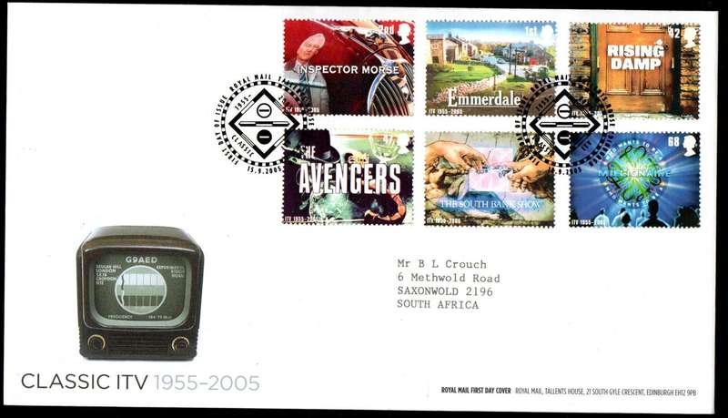 GB 2005 50th ann of Independent Television  classic ITV programmes (x2) FDCs (both postmarks)