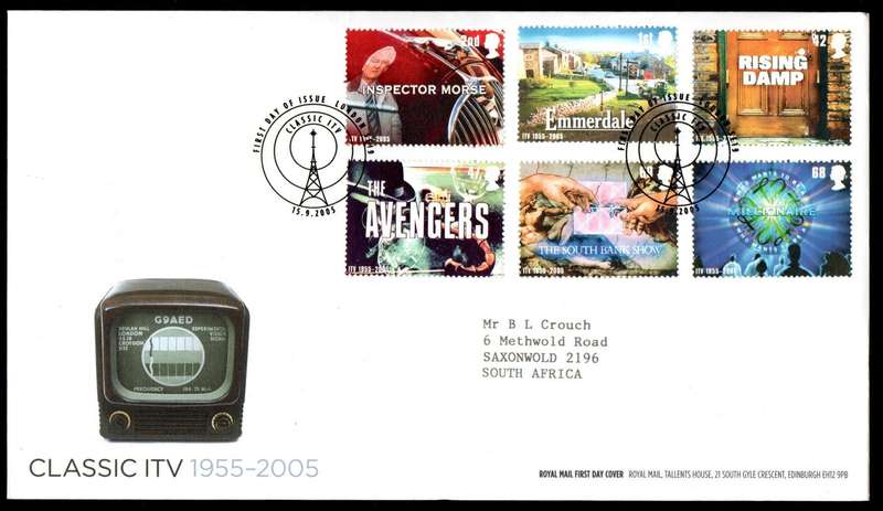 GB 2005 50th ann of Independent Television  classic ITV programmes (x2) FDCs (both postmarks)