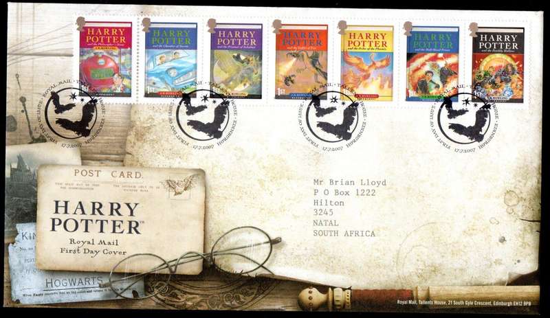GB 2007 publication of final book in Harry Potter series (x2) first day covers - CV GBP 12.