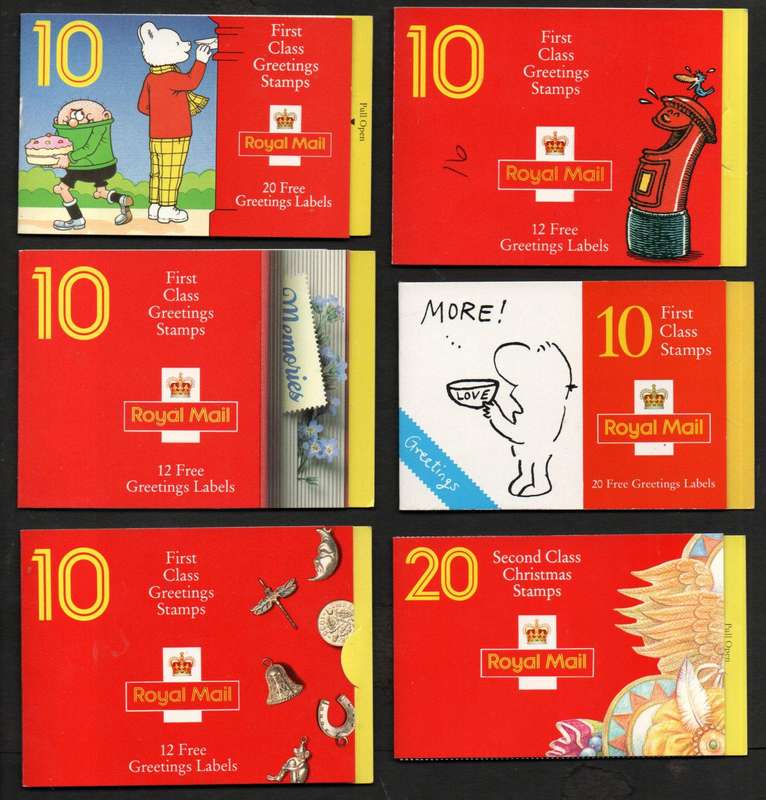 GB selection of (x6) barcode greetings stamp booklets mint - as per scans  CV GBP 70+.