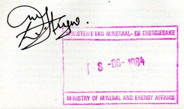 RSA 1984 Strategic minerals FDC no 4.6 signed/rubber stamped 'Daniel Steyn - Minister of Minerals'
