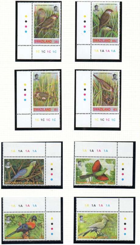 Swaziland 1993 Common Waxbill UMM Set of (x4) + 1995 Turacos Set of (x4) - SG630/3+SG654/7
