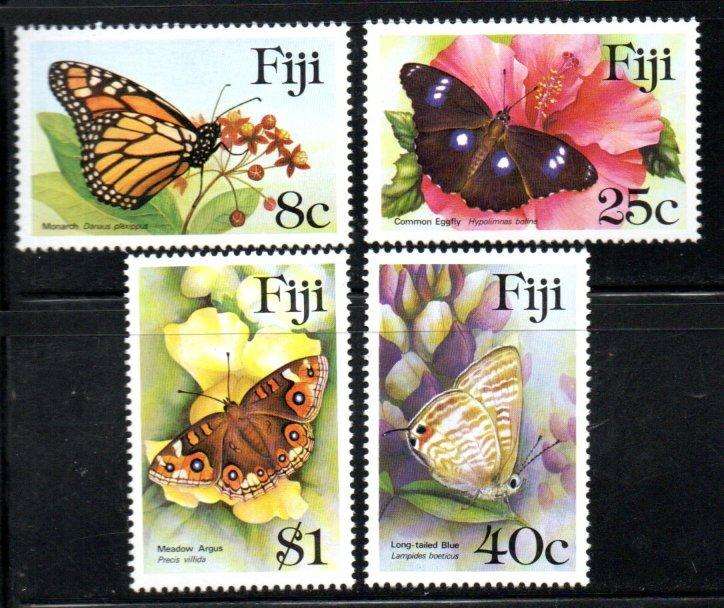 Fiji 1985 butterflies umm set of (x4) singles  SG693-6  CV GBP 11+