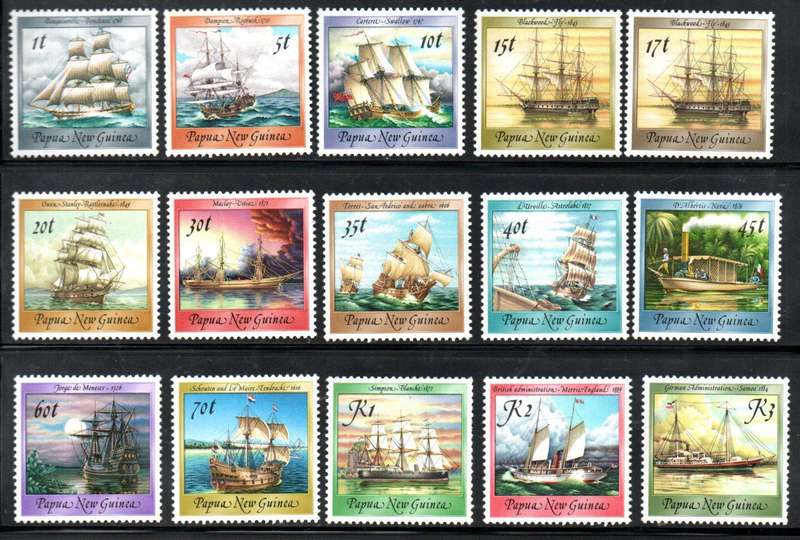 Papua New Guinea 1987 ships umm set of (x15) - SG543-557 - CV GBP 24+ - lovely thematic set.