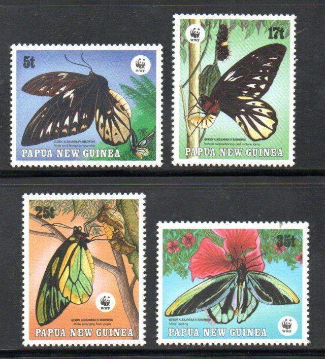 Papua New Guinea 1988 endangered species (WWF) - butterfly set of (x4) - SG579/82 - CV GBP 9