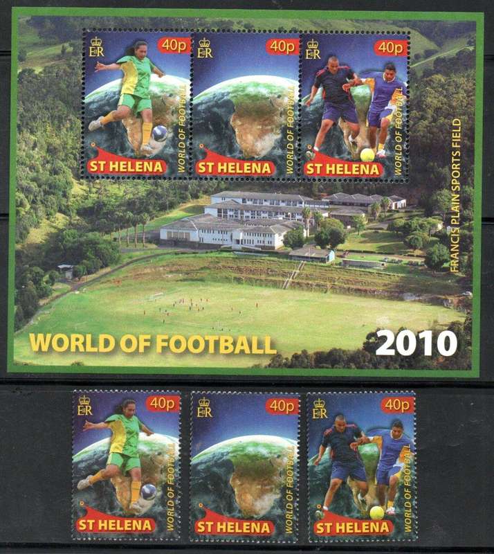 St Helena 2010 World Cup football champs South Africa umm set of (x3) + msheet  SG1132-ms1135  CV