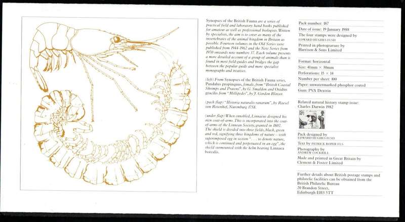 GB 1988 bicentenary of the Linnean Society mint presentation pack no 187.