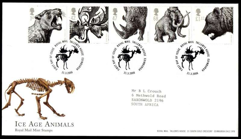 GB 2006 ice age animals first day covers (x2) (both postmarks) - as per scans  CV GBP 11.
