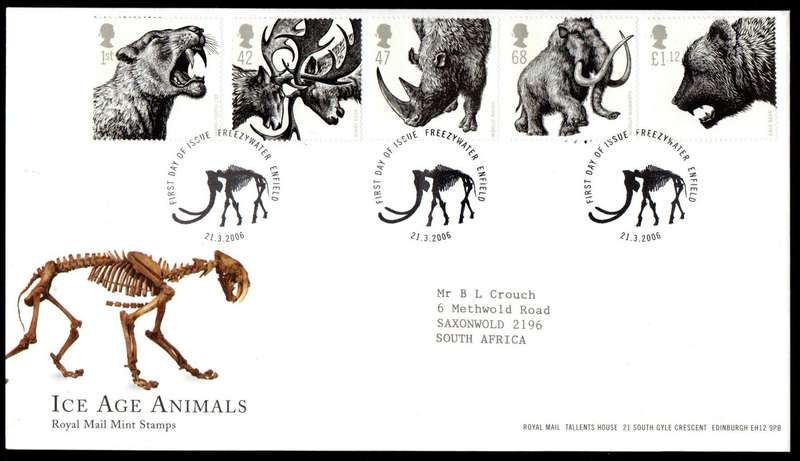 GB 2006 ice age animals first day covers (x2) (both postmarks) - as per scans  CV GBP 11.