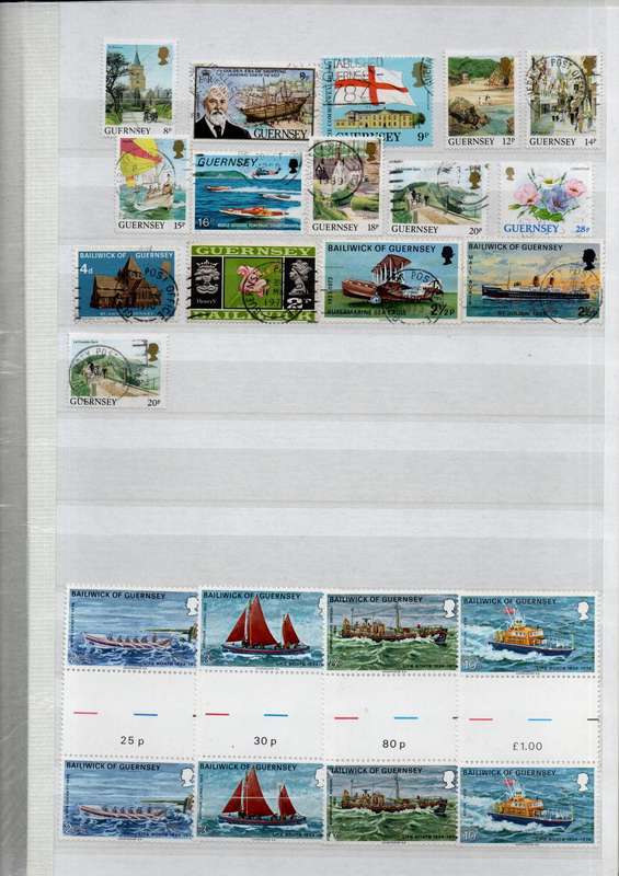 KEK album 2nd hand with Guernsey/Alderney mint/used inc mini sheets - useful lot.