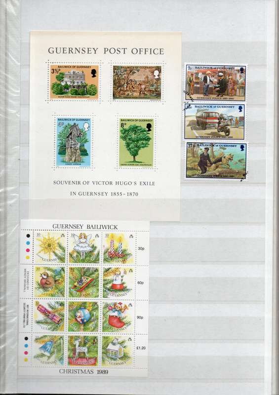 KEK album 2nd hand with Guernsey/Alderney mint/used inc mini sheets - useful lot.
