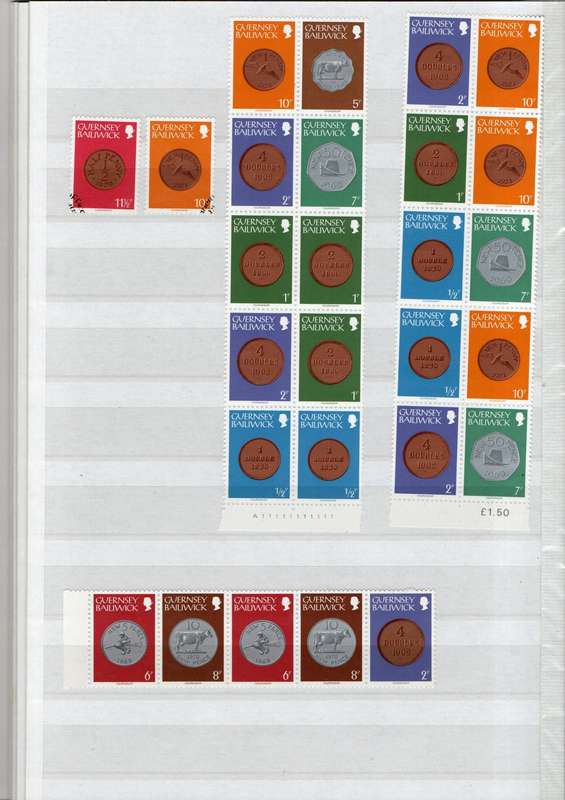 KEK album 2nd hand with Guernsey/Alderney mint/used inc mini sheets - useful lot.