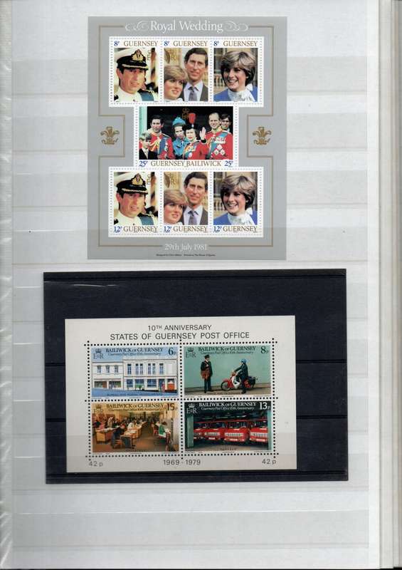 KEK album 2nd hand with Guernsey/Alderney mint/used inc mini sheets - useful lot.