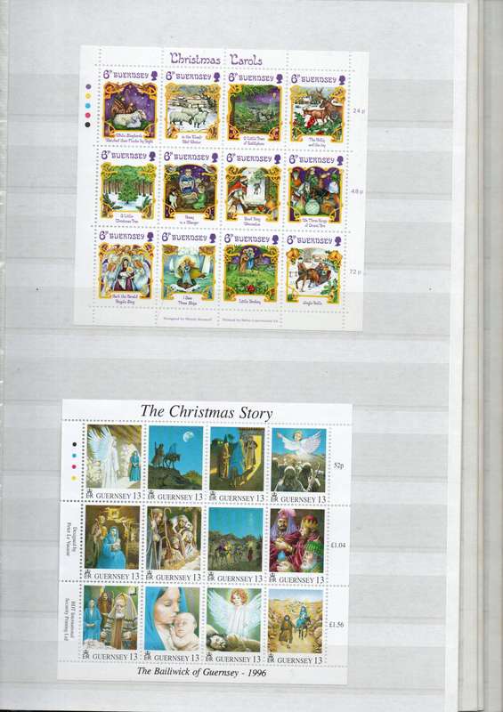 KEK album 2nd hand with Guernsey/Alderney mint/used inc mini sheets - useful lot.