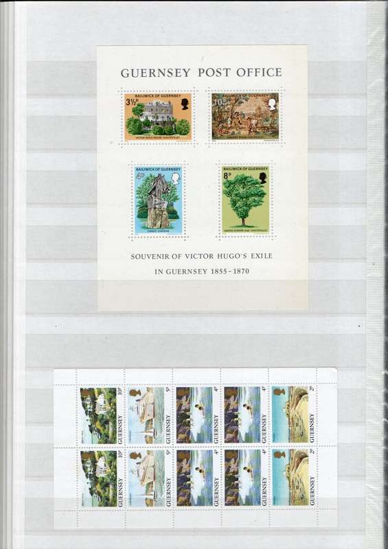 KEK album 2nd hand with Guernsey/Alderney mint/used inc mini sheets - useful lot.