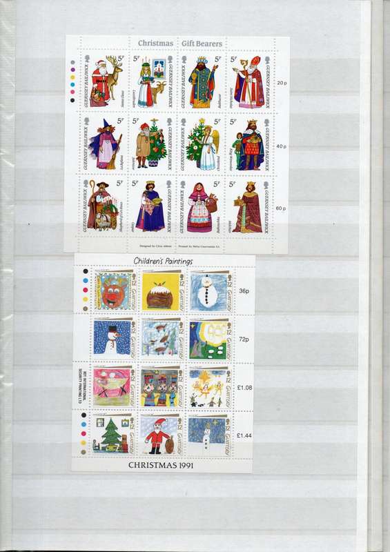 KEK album 2nd hand with Guernsey/Alderney mint/used inc mini sheets - useful lot.