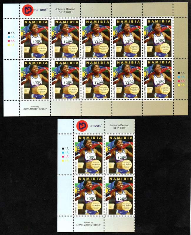 Namibia 2013 Johanna Benson umm sheet of (x10) + control blk - SACC787.