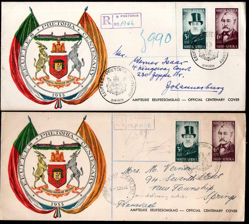 Union 1955 centenary of Pretoria (Teppex) selection of (x24) fdcs etc - condition as per scans.