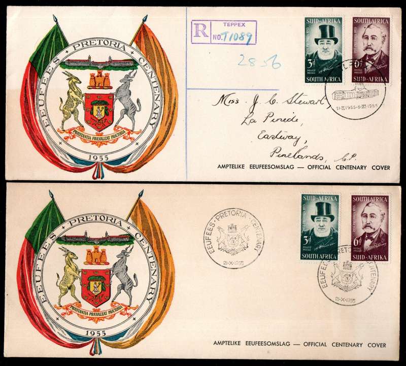 Union 1955 centenary of Pretoria (Teppex) selection of (x24) fdcs etc - condition as per scans.