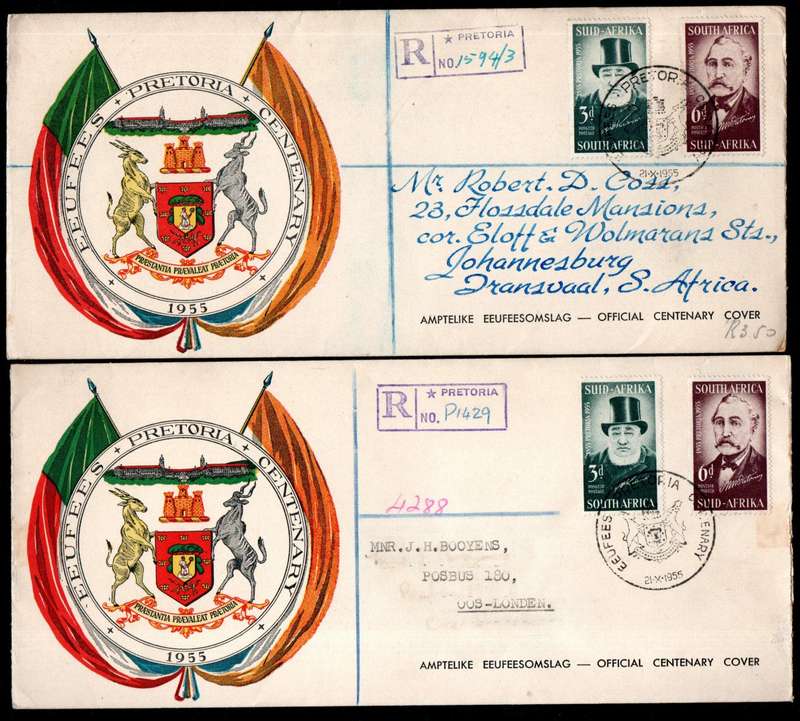 Union 1955 centenary of Pretoria (Teppex) selection of (x24) fdcs etc - condition as per scans.