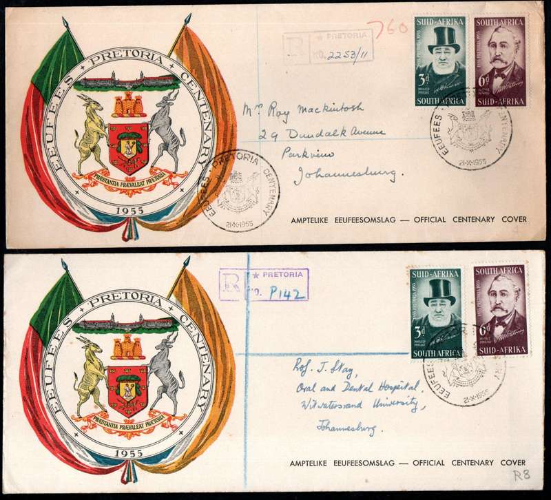 Union 1955 centenary of Pretoria (Teppex) selection of (x24) fdcs etc - condition as per scans.