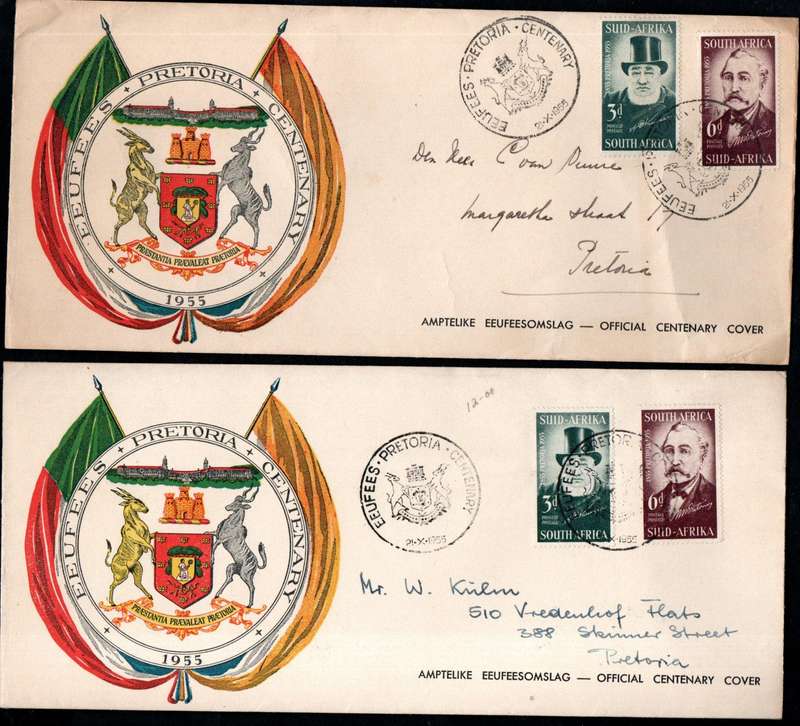 Union 1955 centenary of Pretoria (Teppex) selection of (x24) fdcs etc - condition as per scans.