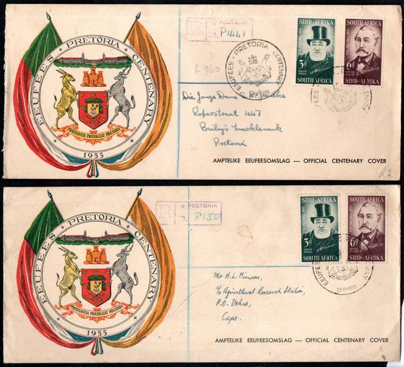 Union 1955 centenary of Pretoria (Teppex) selection of (x24) fdcs etc - condition as per scans.
