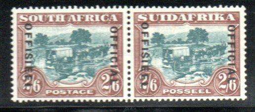 Union 1930-47 official 2s6d umm pair green and brown  SACCO19  CV R2200.