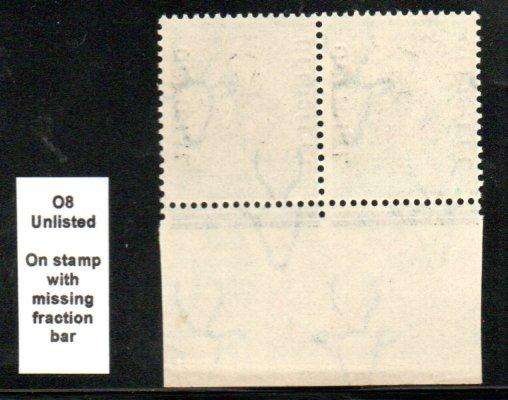 Union 1929 official 1/2d pair umm SACCO8 with unlisted variety missing fraction bar.