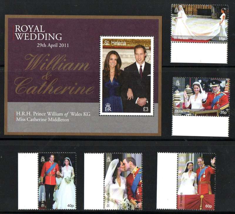 St Helena 2011 Royal Wedding UMM Set of (x5) Singles + MSheet SGMS1156-SG1161