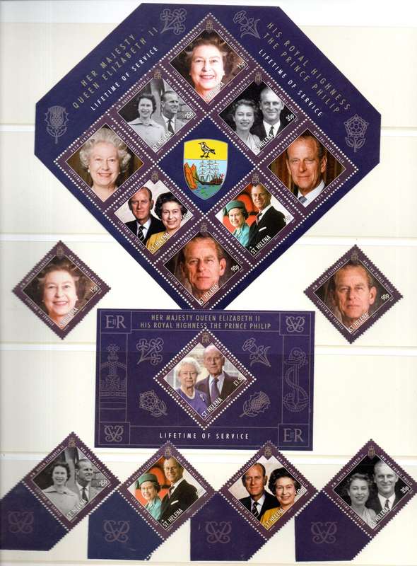 St Helena 2011 QEII and Prince Philip umm set of (x6) singles + (x2) msheets  SG1175-82. CV GBP 21+
