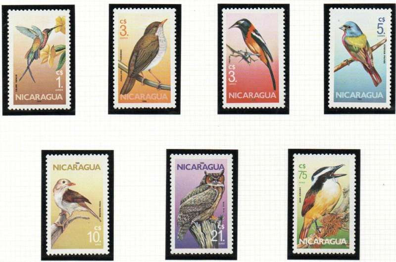 Nicaragua 1986 Birds UMM Set of (x7) Singles - SG2724-30 - Lovely Thematic Set