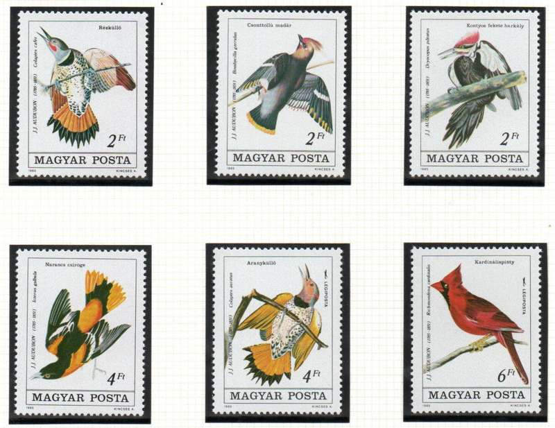 Hungary 1985 birth bicent of John J Audubon (birds) umm set of (x6) SG3635-40 - lovely thematic set